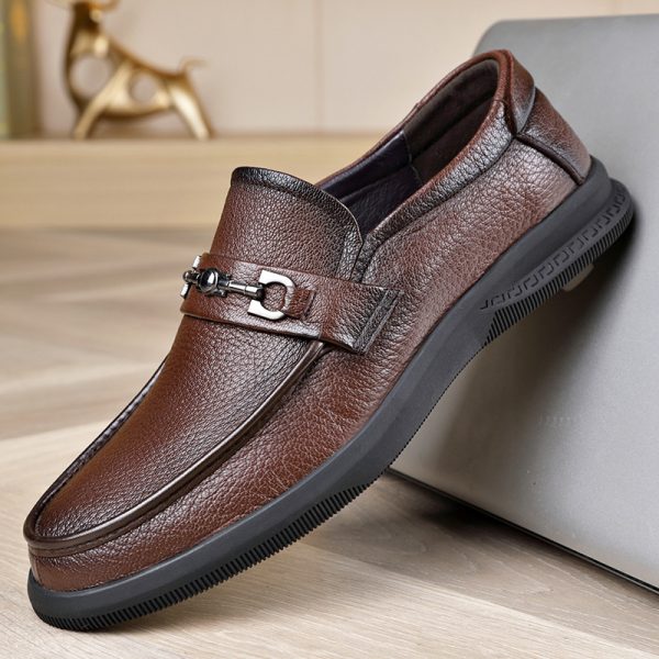 Genuine leather round head loafer NFE568