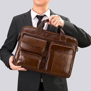Alternative view of Genuine leather laptop briefcase backpack NFB18