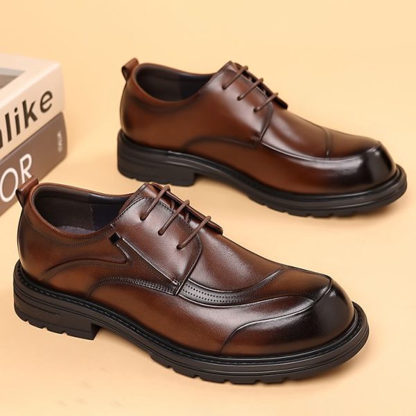 Genuine leather big head thick bottom business shoes NFE593