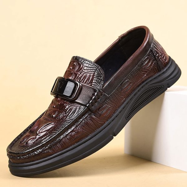 Genuine leather crocodile pattern slip-on casual loafer NFE586