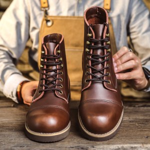 Genuine leather round head boots NFE840