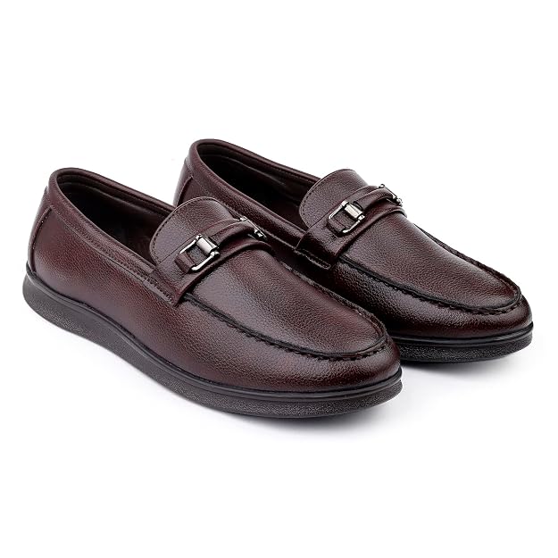 Genuine leather round head loafer NFES180