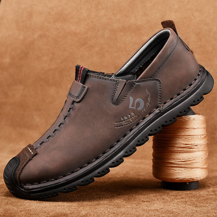 Trendy Lace-Up Round-Toe Leather NFEN14