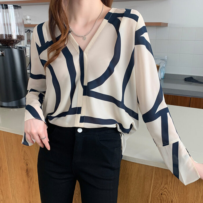 V-Neck Long-Sleeved Chiffon Shirt SV08