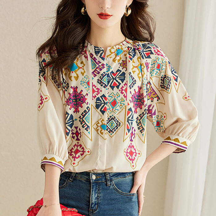 Chiffon Three-Quarter Sleeves Tops SV03