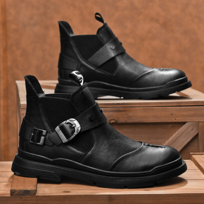 First-Layer Cowhide Mid-Top British Style Motorcycle BootsNFER107