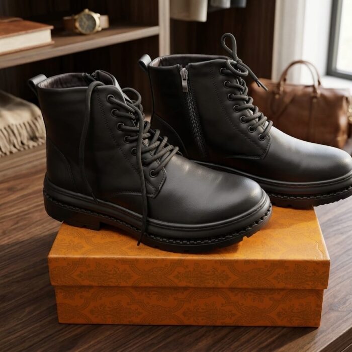 Autumn High-Top Fleece-Lined Warm Korean Style Cotton Leather Shoes NFER126